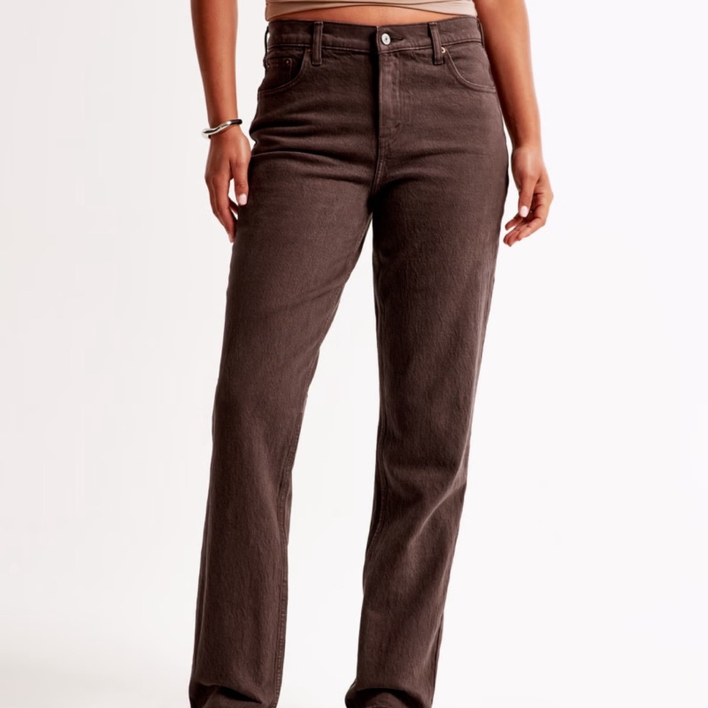 Abercrombie & Fitch Brown 90’s Straight Mid Rise Jeans Curve Love